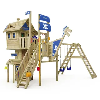Großes Spielturm Baumhaus mit 210cm Podesthöhe - Exklusives Klettergerüst für Garten - Robuste Prime Abenteuer Spielanlage aus Holz - Wickey