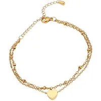KARMA Fußkette mit Anhänger Fußkettchen mit Herz Anhänger Silber Gold oder Rosé Fusskette Geschenk, Fußschmuck Damen Urlaub Strand Edelstahl