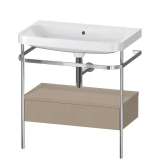 Duravit Happy D.2 Plus c-shaped Set mit Metallkonsole und Schubkasten Leinen Matt 775x490x850 mm - H HP4842N7575