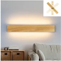 Nettlife LED Wandleuchte Indoor Wandleuchte-52 cm Holz Moderne, 300° Drehbar, LED fest integriert, Warmweiß, Wohnzimmer Schlafzimmer Flur Treppenhaus