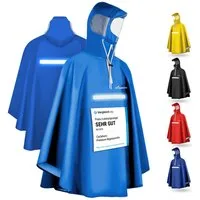 CYCLEHERO Regenponcho CYCLEHERO Fahrrad Regenponcho mit Reflektoren, wasserdicht, Blau, Gr. (1-St., L) Reflektoren, Sichtfenster, Handschlaufen, Regenfänger
