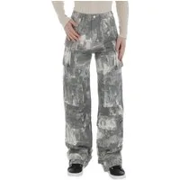 Ital-Design Cargohose Damen Freizeit (86746088) Camouflage Stoffhose in Grau