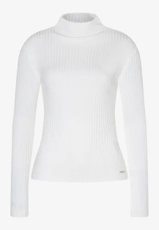 MORE & MORE - Rippenpullover mit Turtleneck weiß - Gr. - 42