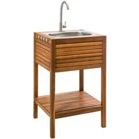 Dehner Outdoor-Küche Spültisch Southampton, mit Edelstahl-Spüle, 52.5 x 50 x 90 cm, hochwertiger Spülschrank aus FSC®-zertifiziertem Akazienholz