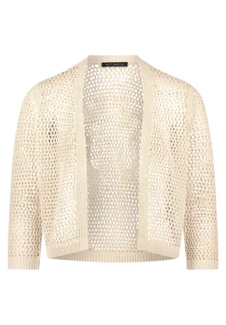 Betty Barclay - Kurze Strickjacke im Lochmuster mit 3/4-Arm beige - Gr. - 38