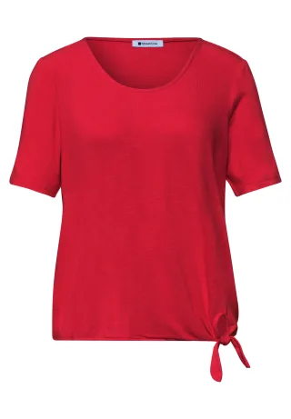 Street One - Kurzarm Shirt mit Knotendetail salsa red - Gr. - 38