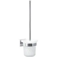 tesa WC-Reinigungsbürste EKKRO WC-Bürstenhalter ohne Bohren - 39 cm : 11,6 cm : 14,7 cm, Badezimmer, Gäste-WC, Wandmontage, (Packung, 1-tlg), selbstklebende WC-Bürste - chrom - silber glänzend