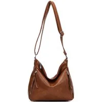 ITALYSHOP24 Schultertasche Damen Tasche Shopper Crossbody Handtasche Umhängetasche Beuteltasche, CrossOver Damentasche Hobo Bag Henkeltasche Reisetasche Leder Optik