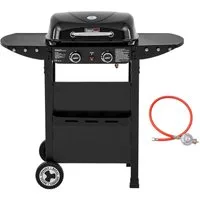 Royal Gourmet Gasgrill 2-Brenner Gasgrill und Griddle Combo, 2 IN 1 Grillwagen, mit abnehmbarem Fettbehälter und eingebautem Thermometer