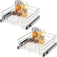 bremermann Teleskopauszug 2er Set - 50 cm mit Einlegeboden, aus Metall (Chrom)