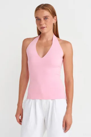 Schlankes Träger-Strickblusenshirt