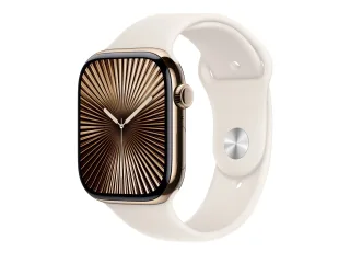 Apple Watch Series 10 (GPS + Cellular) 46mm Titan gold mit Sportarmband S/M Polarstern | mwyx3qf/a |
