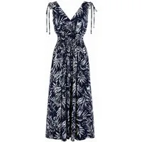 ITALY VIBES Sommerkleid - sommerliches Maxikleid mit Blattprint für Damen