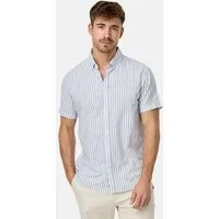 Indicode Kurzarmhemd Herren INBravida Herrenhemd Kurzarm aus einem leichtem Leinenmix, mit Button-Down-Kragen