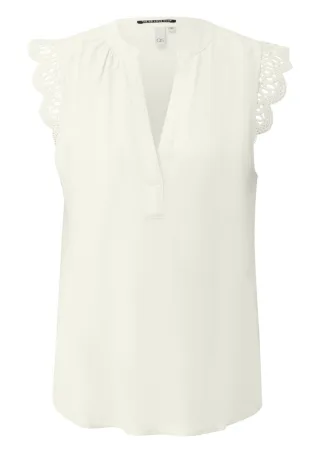 Q/S designed by - Ärmellose Bluse mit V-Ausschnitt beige - Gr. - 38