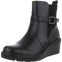 Ital-Design Damen Freizeit Keilstiefelette (88577498) Keilabsatz/Wedge Stiefeletten in Schwarz