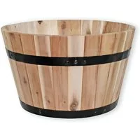 colourliving Pflanzkübel Pflanzkübel aus Akazienholz – Rundes Holzfass natur (1 St), in 2 Versionen verfügbar: 46 cm und 53 cm