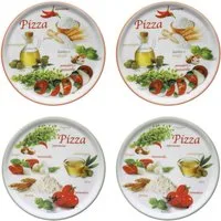 MamboCat Pizzateller 4er Set Pizzateller Napoli Green & Red Ø 32 cm Platte Porzellan