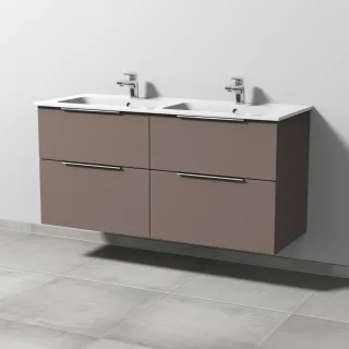 Sanipa 3way Waschtischunterbau zu Duravit ME by Starck Waschtisch mit 4 Auszügen, Taupe-Matt UP7281T