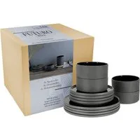 CreaTable Tafelservice Futuro Schwarz (12-tlg), 4 Personen, Steinzeug