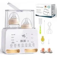 SWGOTA Babyflaschenwärmer 2026 Neuer 12-in-1 Babyflaschenwärmer Sterilisator 2 Flaschen BPA-frei, Für 30–300 ml,PTC-Schnellheizung,48H Warmhalten,Nachtlicht,1–24H Timer