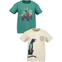 Blue Seven T-Shirt (Packung, 2-tlg) unifarben und bedruckt, mit Druckapplikationen, aus reiner Baumwolle