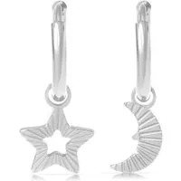 Made by Nami Paar Ohrhänger Set Ohrhänger Silber/Gold Edelstahl Stern Mond hypoallergen wasserfest, aus Edelstahl – Boho-Stil – für empfindliche Haut – alltagstauglich