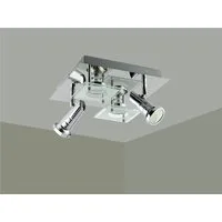 TRANGO LED Deckenstrahler, 3 Stufen dimmbar, 4-flammig 3089SD Deckenleuchte ROSIE in Eckig Chrom-Optik incl. 4x 5 Watt 3-Stufen GU10 LED Leuchtmittel - Deckenlampe - Deckenstrahler - Deckenspots, Wohnzimmer Lampe schwenkbar und drehbar