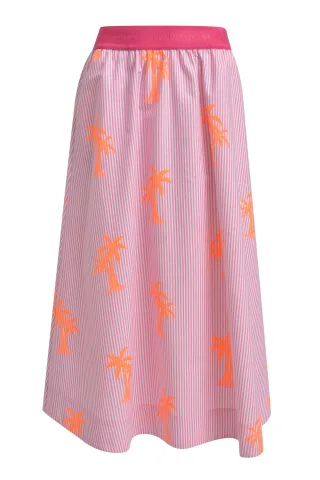 Milano Italy - midi skirt w elastic wb pink print - Gr. - 38