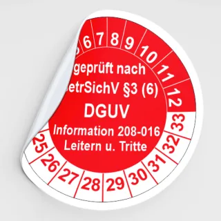 Prüfplakette geprüft nach BetrSichV §3 (6) Information 208-016