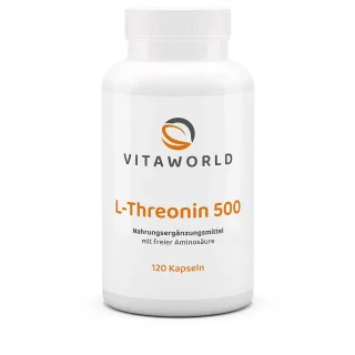 Vitaworld L-Threonin 500 | 120 Kapseln | 500 mg L-Threonin pro Kapsel | hergestellt in Deutschland | vegan