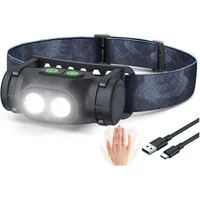TUWENA LED Stirnlampe Wiederaufladbar Kopflampe Aufladbar Dimmbar 3 Lichtmodi Sensor Magnet (1-St), Wasserdicht Stirnleuchte LED für Wandern Angeln USB-C