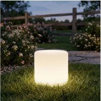shop'n smile ideoon LED Außen-Tischleuchte LED Solar Tischlampe & Gartenleuchte Zylindrisch Akku-1200mAh IP44, LED, Farbwechsler, ca. 8 Std. Laufzeit, Solar-& USB-Ladung, 27 x 26,5 cm, wetterfest