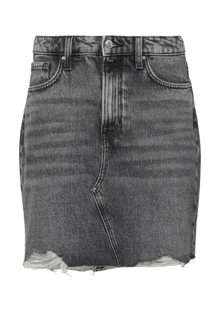 Q/S designed by - Denimrock mit offenem Saum grau - Gr. - 32