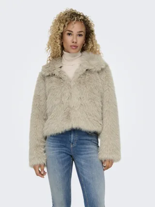 ONLY - ONLMANNY FAUX FUR JACKET OTW NOOS Pumice Stone - Gr. - M