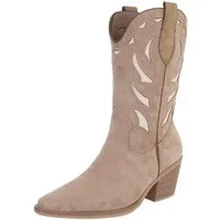 Ital-Design Trendige Westernstiefel mit Detailstickerei und Komfort Westernstiefel (90755940) Blockabsatz Stiefel in Hellbraun