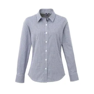 Premier - Hemd für Damen Langärmlig (Marineblau/Weiß)