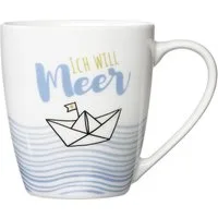 Ritzenhoff & Breker Becher Ritzenhoff Ahoi Kaffeebecher Ich will Meer Blau 360ml Porzellan, 1-tlg., Porzellan