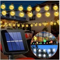 Rosnek LED-Lichterkette 5/9,5M, Solar, Wasserdichte, für Patio Garten Party Weihnachten, Seifenblasen-Kristallkugel