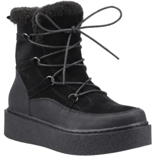 Hush Puppies Bronte Wildleder Damen Schwarz Winter Stiefeletten bis zur Kniehöhe
