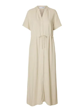 SELECTED WOMEN - SLFVIVA-DAMINA SS ANKLE SUN DRESS NOOS sandshell - Gr. - 38
