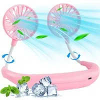 FELIXLEO Mini USB-Ventilator Nackenventilator 2000mAh USB leise tragbar Pink