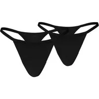 PUMA String PUMA WOMEN MICROFIBER TANGA STRINGS 2P (2er Pack) mit elastischem Bund, Logodruck hinten, Mid-Rise Design
