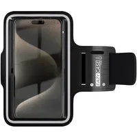 EAZY CASE Handyhülle Universal Sportarmband mit Reflektor Schwarz bis 6,7 Zoll, Sport Armband Laufarmband Unisex schweißfest Schlüsselfach Schwarz