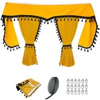 Gardinen by Justyna Verdunkelungsvorhang Lkw Gardine Gelb (5 St), Kräuselband, verdunkelnd, Polyester, Vorhänge,Verdunkelt,Blickdicht,Sichtschutz,Truckvorhang