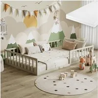 VitaliSpa® Kinderbett Minno, Greige, 120x200 mit Matratze (2-tlg)
