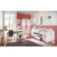 möbel-direkt.de Jugendzimmer-Set Cindy in Weiß und Rosé, (Komplett Set, 5-tlg., Kleiderschrank, Funktionsbett, Schreibtisch), Made in Germany, Kleiderschrank mit Soft Close