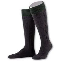 Lusana Trachtensocken Trachten Kniestrümpfe - L8995R - anthrazit, oliv