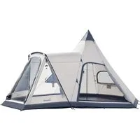 Skandika Tipi-Zelt Tipi Hetta 460 Protect Plus, Fest eingenähter Zeltboden, UPF 50 +, Personen: 6 (2 Eingänge mit Doppeltüren mit Moskitonetz, Robuste Tragetasche), 2-3 m Stehhöhe, UV 50+, 3000 mm Wassersäule, für 6 Mann, Outdoor