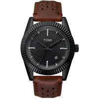 S&T Design Quarzuhr Herren Uhr Leder Armbanduhr Braun Schwarz Elegant Datum Wasserdicht, (Packung, mit Geschenkbox), Edelstahlgehäuse Datumsanzeige Datum Kunstleder